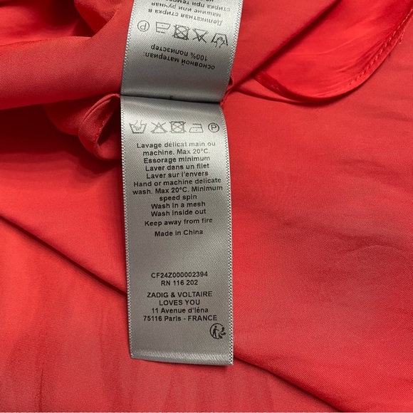 Zadig & Voltaire Tink Satin Blouse in Red size Small - Picture 7 of 11